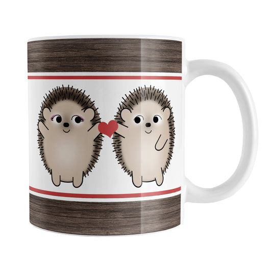 Cute Hedgehogs Holding Red Heart Mug (11oz) at Amy's Coffee Mugs