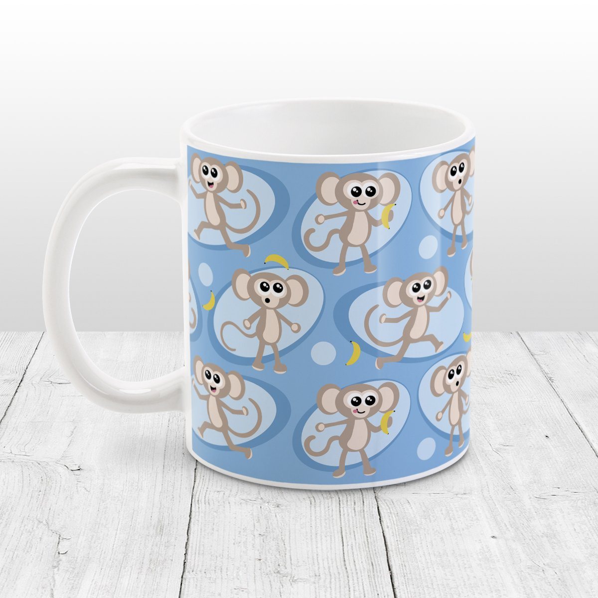 Cute Blue Monkey Pattern Mug (11oz) at Amy's Coffee Mugs