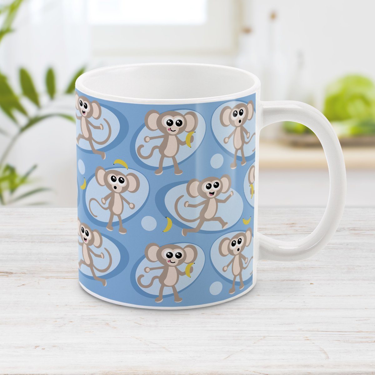 Cute Blue Monkey Pattern Mug (11oz) at Amy's Coffee Mugs