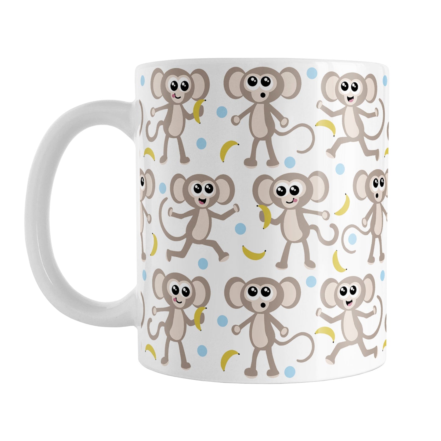 Cute Monkey Pattern with Blue Dots Mug (11oz) at Amy's Coffee Mugs