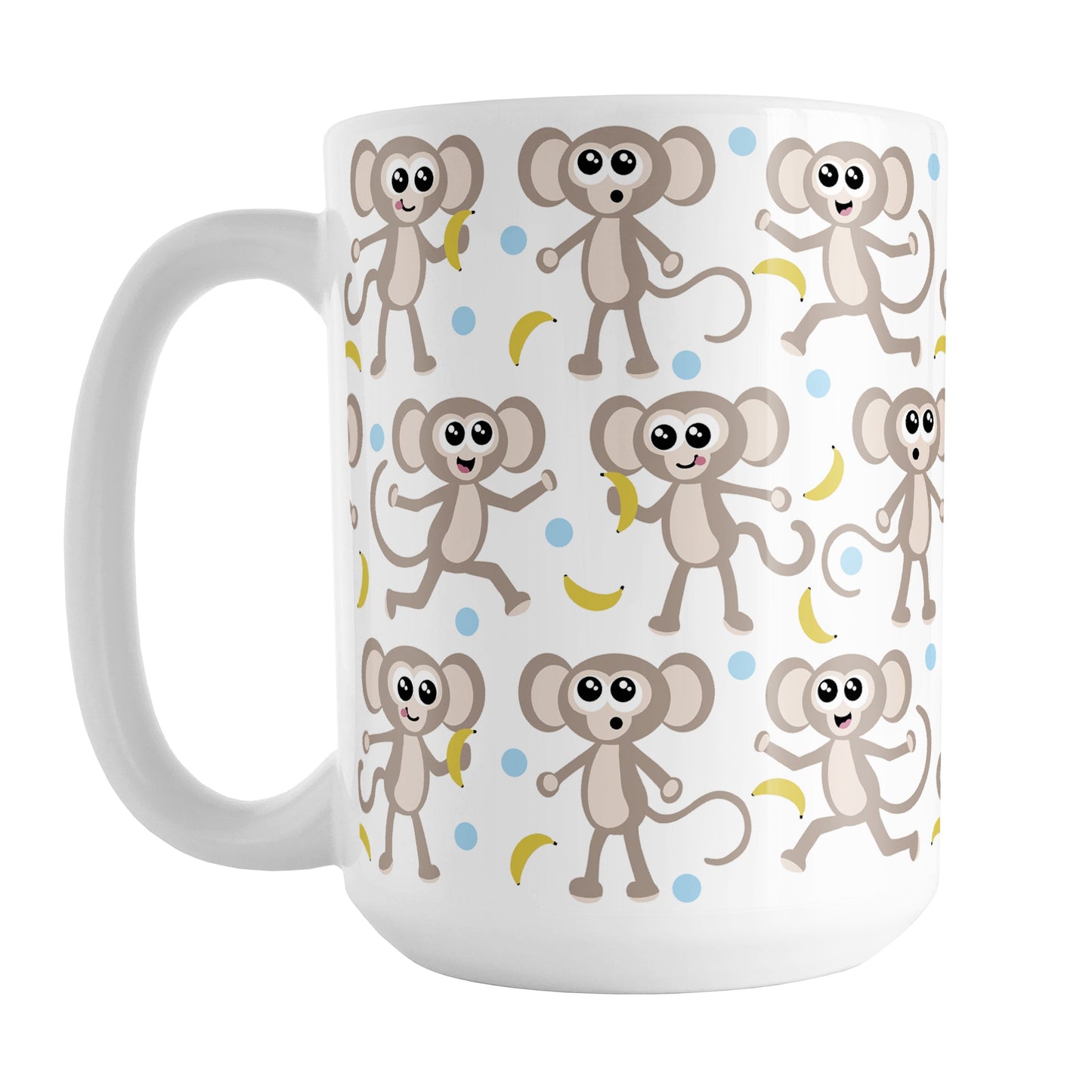 Cute Monkey Pattern with Blue Dots Mug (15oz) at Amy's Coffee Mugs