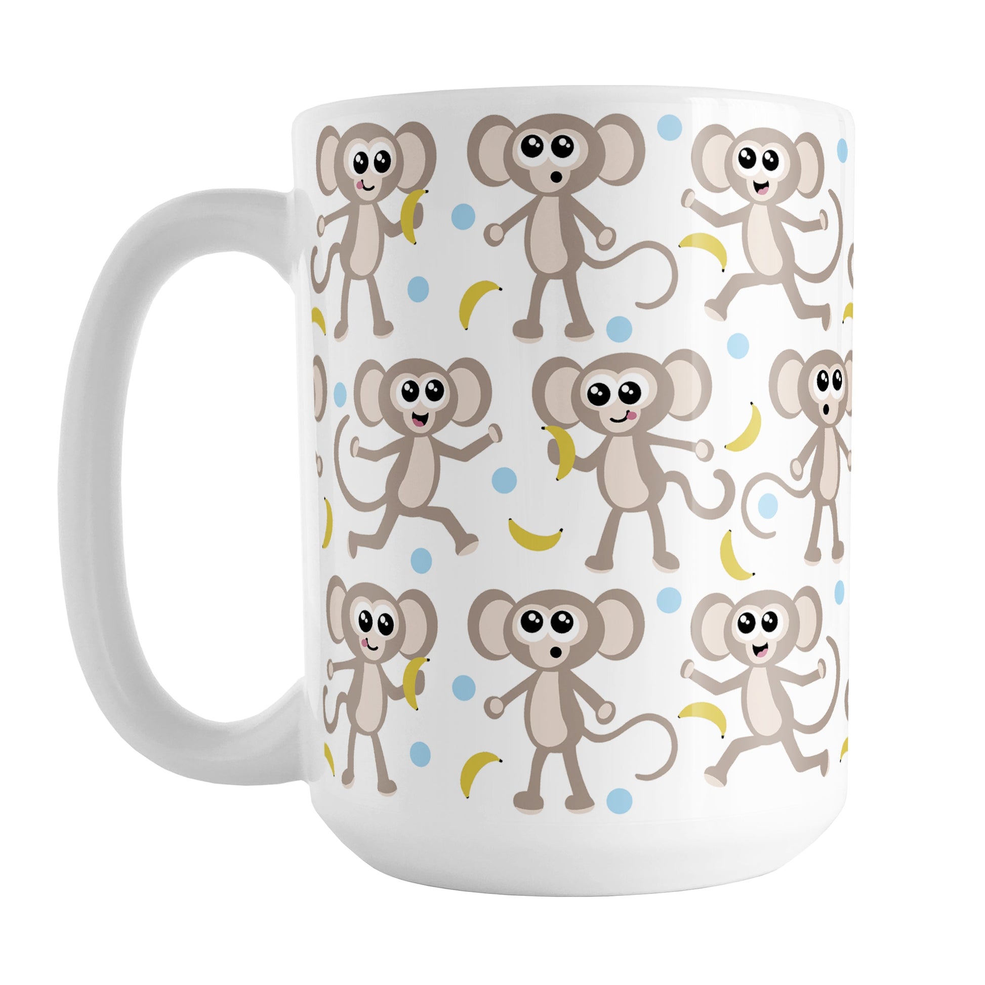 Cute Monkey Pattern with Blue Dots Mug (15oz) at Amy's Coffee Mugs