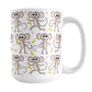 Cute Monkey Pattern with Pink Dots Mug (15oz) at Amy's Coffee Mugs. A ceramic coffee mug is designed with an adorable pattern of monkeys having fun, complete with bananas and pink dots, that wraps around the mug.