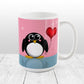 Cute Penguin Heart Balloon Mug at Amy's Coffee Mugs