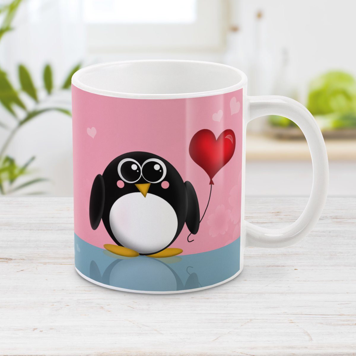 Penguin Mug - Cute Penguin Heart Balloon - Penguin Mug at Amy's Coffee Mugs
