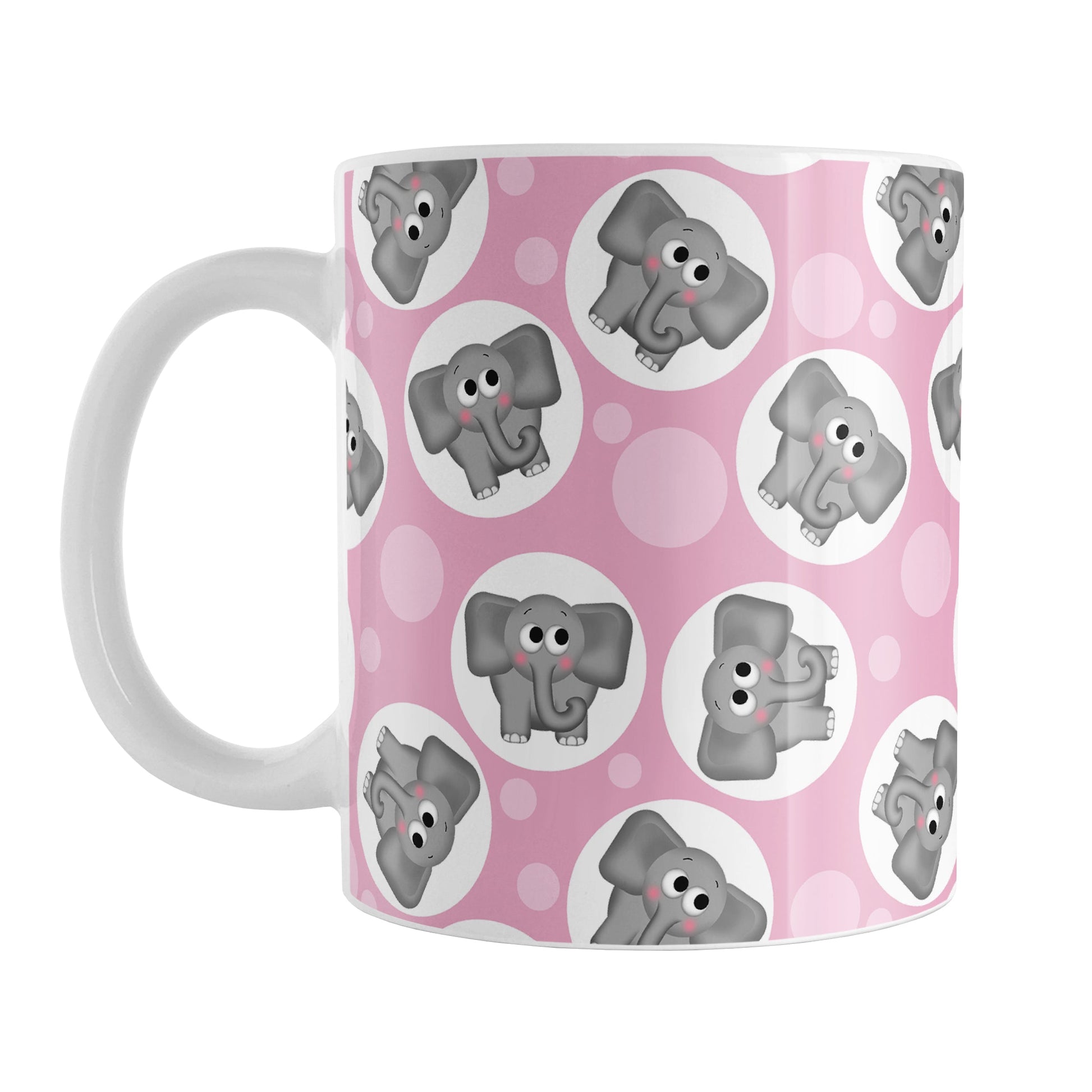 Cute Pink Elephant Pattern Mug (11oz) at Amy's Coffee Mugs