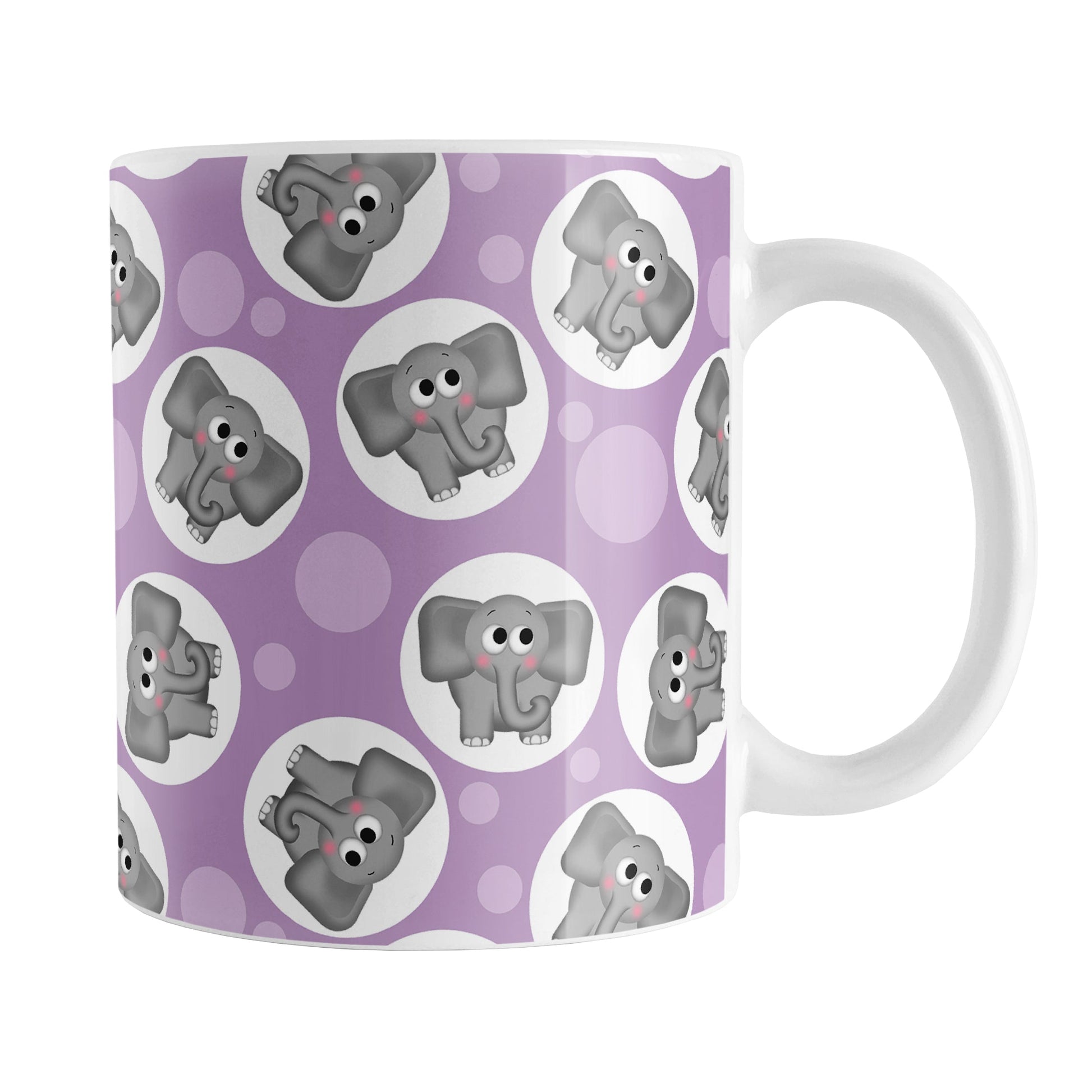 Cute Purple Elephant Pattern Mug (11oz) at Amy's Coffee Mugs