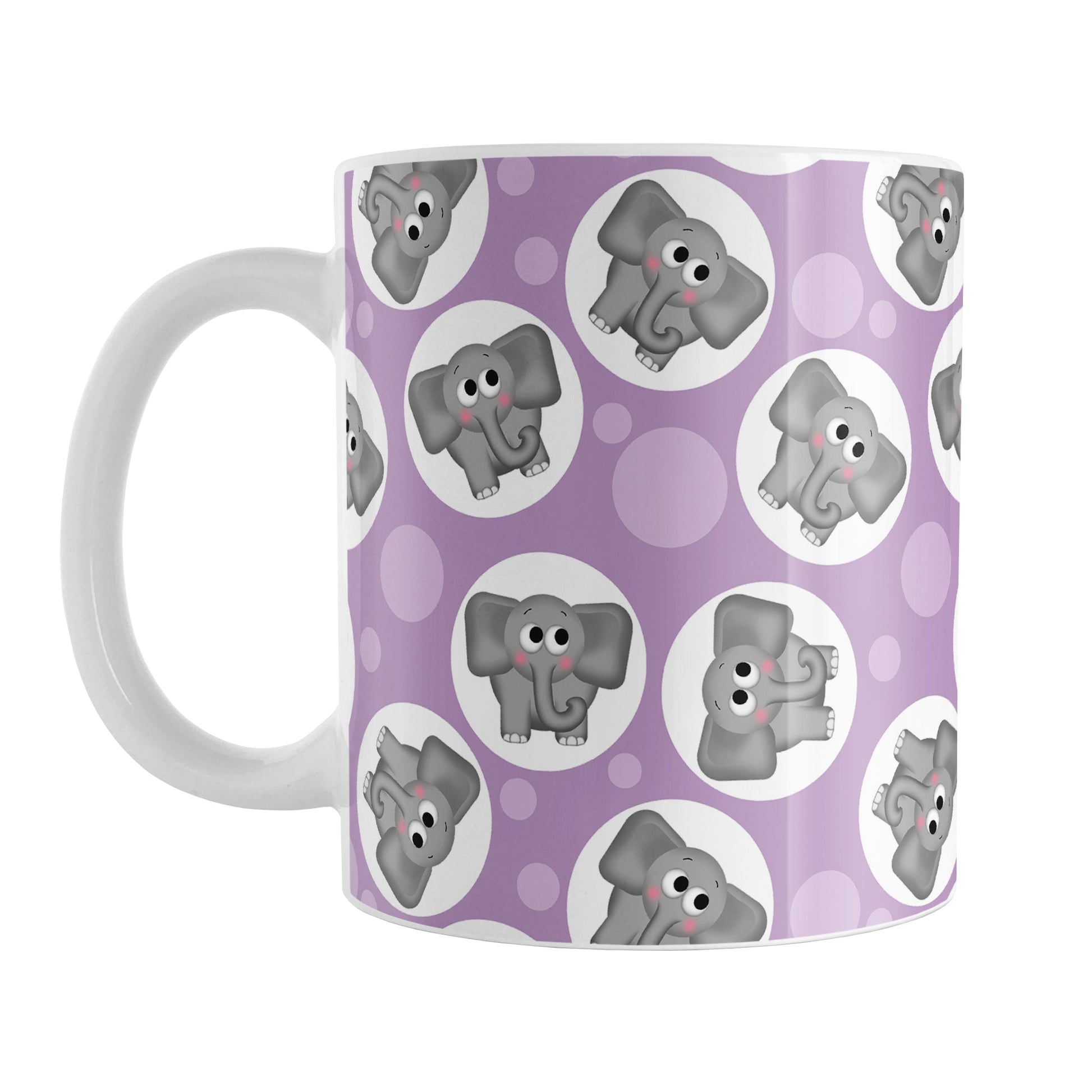Cute Purple Elephant Pattern Mug (11oz) at Amy's Coffee Mugs