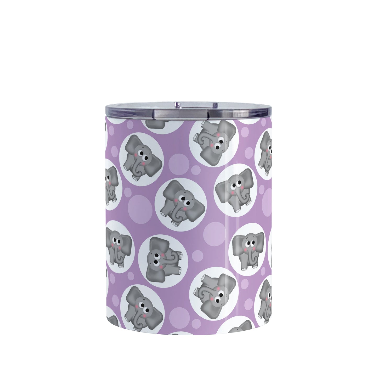 Cute Purple Elephant Pattern Tumbler Cup (10oz, stainless steel insulated) at Amy's Coffee Mugs