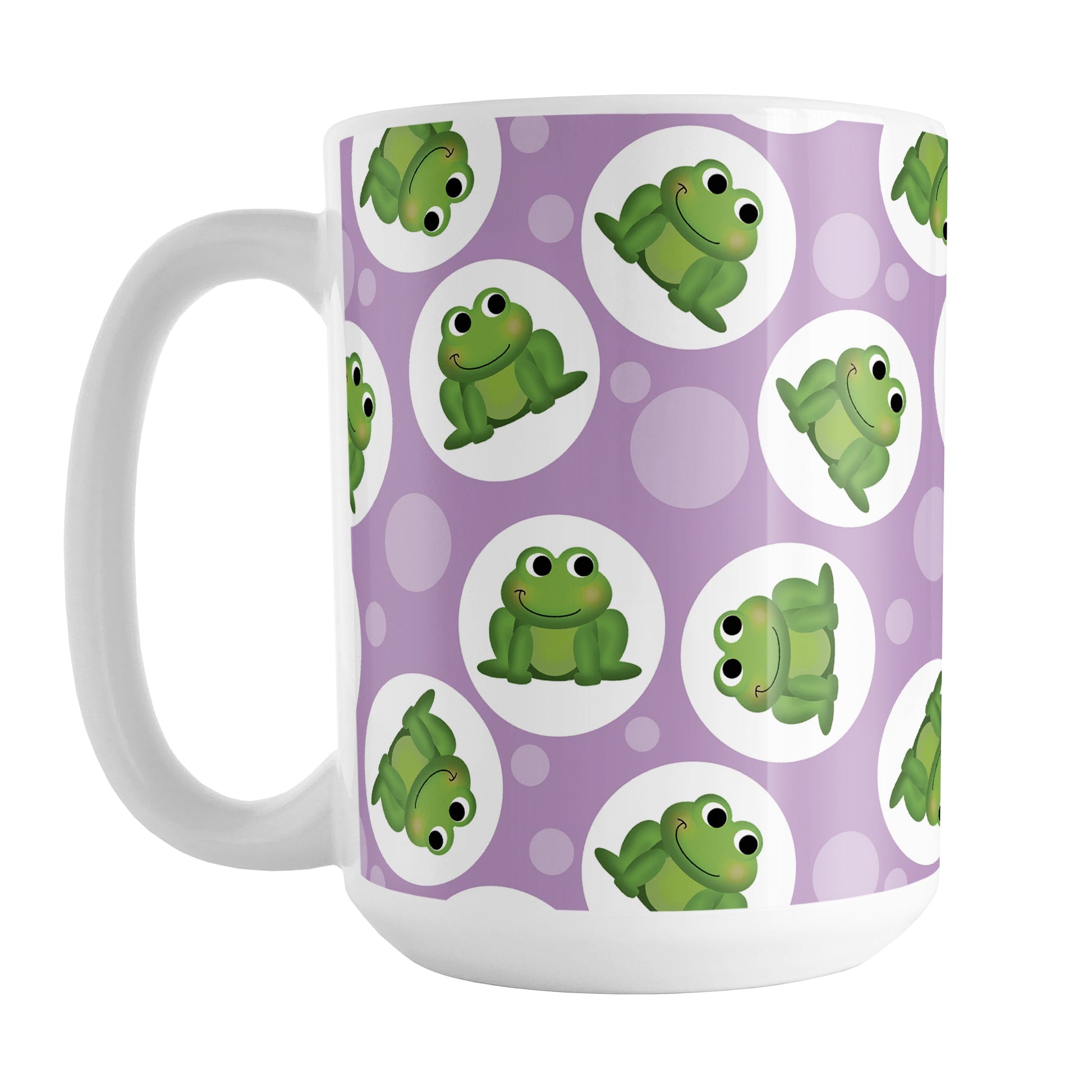 Cute Purple Frog Pattern Mug (15oz) at Amy's Coffee Mugs