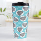 Cute Turquoise Elephant Pattern Travel Mug (15oz, stainless steel insulated) at Amy's Coffee Mugs