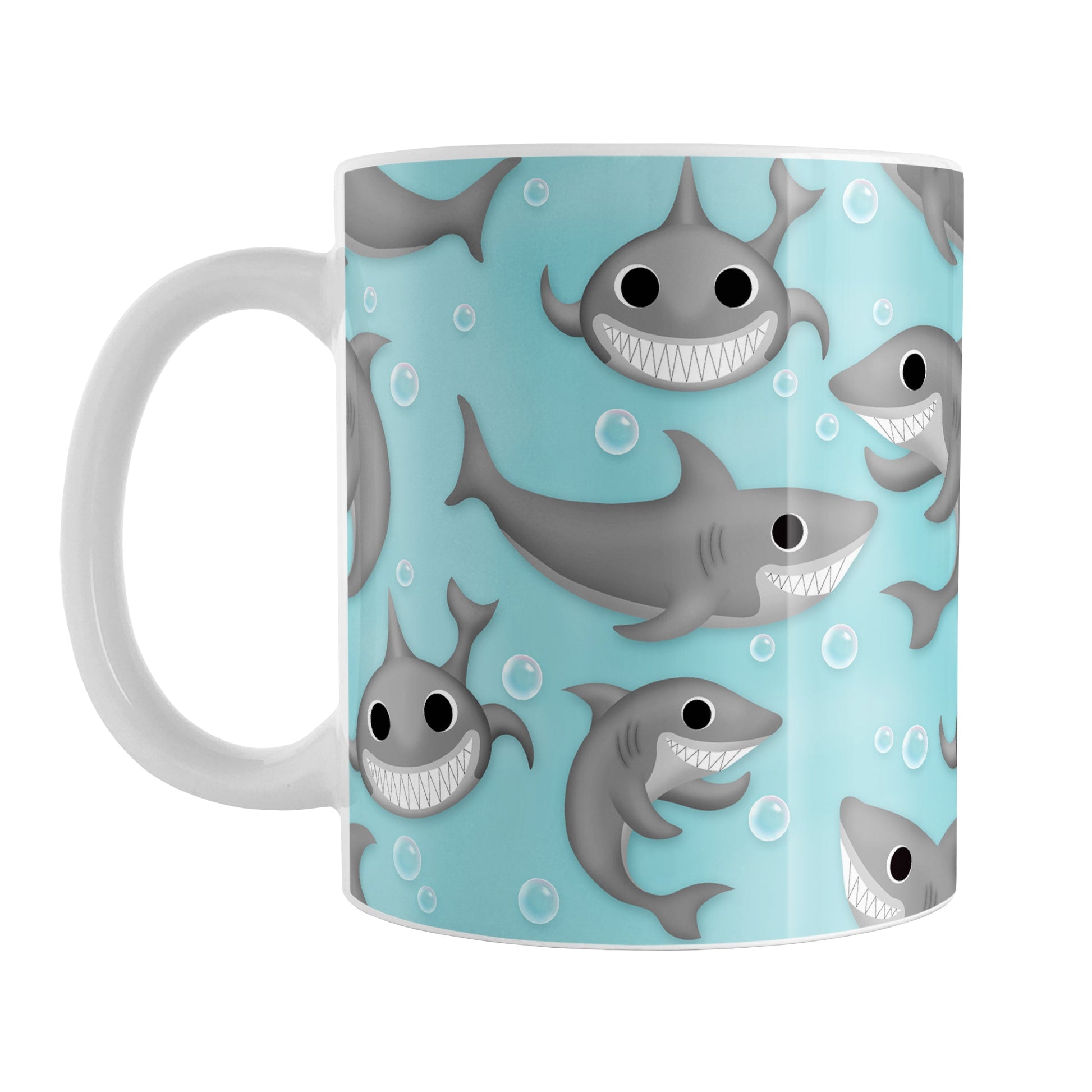 Cute Underwater Shark Pattern Mug (11oz) at Amy's Coffee Mugs