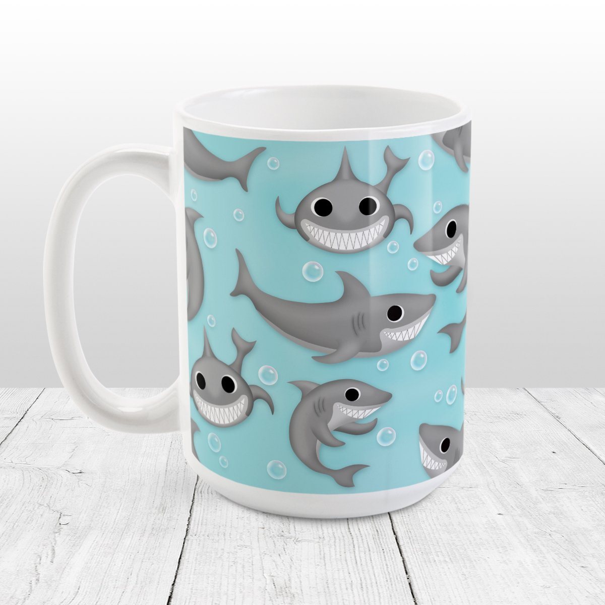 Cute Underwater Shark Pattern - Shark Mug at Amy's Coffee Mugs