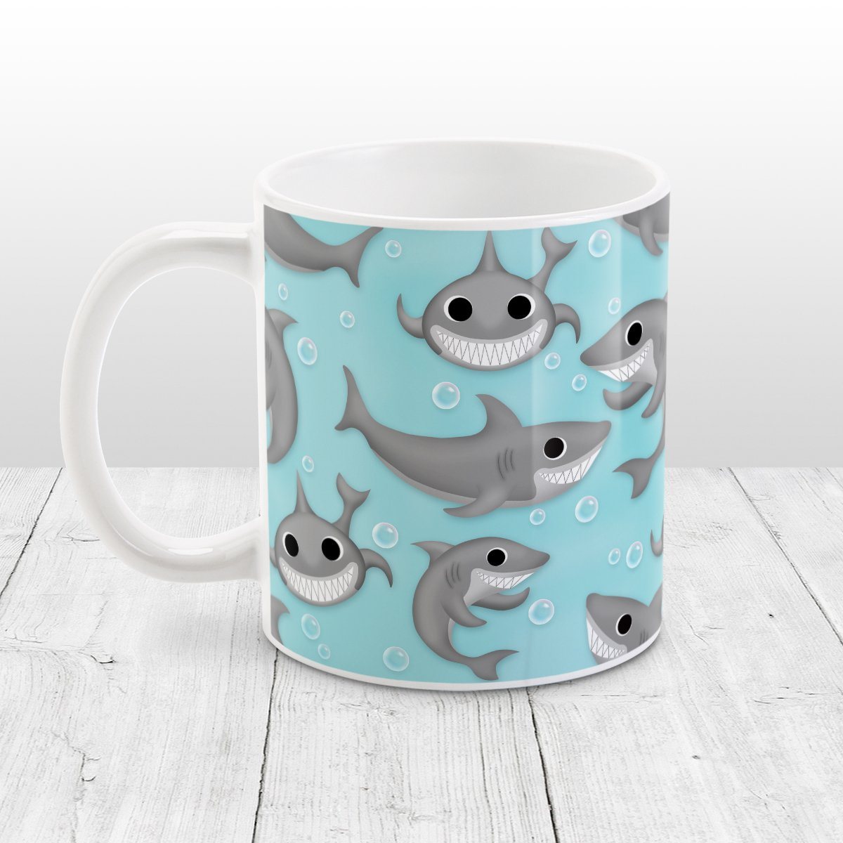 Cute Underwater Shark Pattern - Shark Mug at Amy's Coffee Mugs