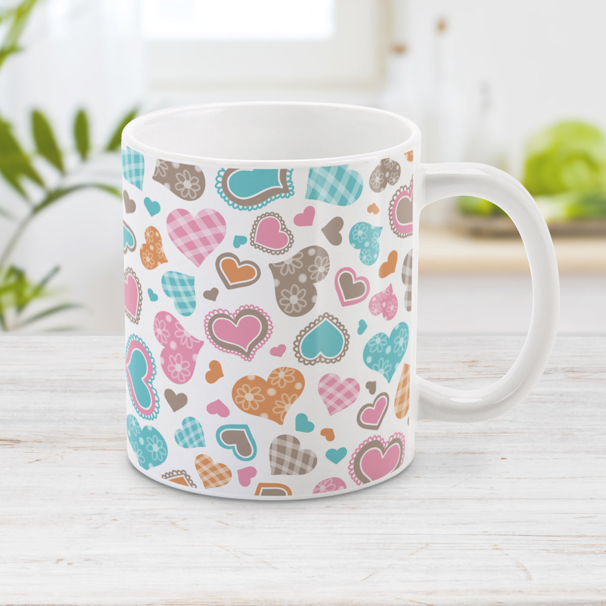 Cute Mugs Colorful Heart Shaped Ceramic Coffee Mug Cups, 11oz