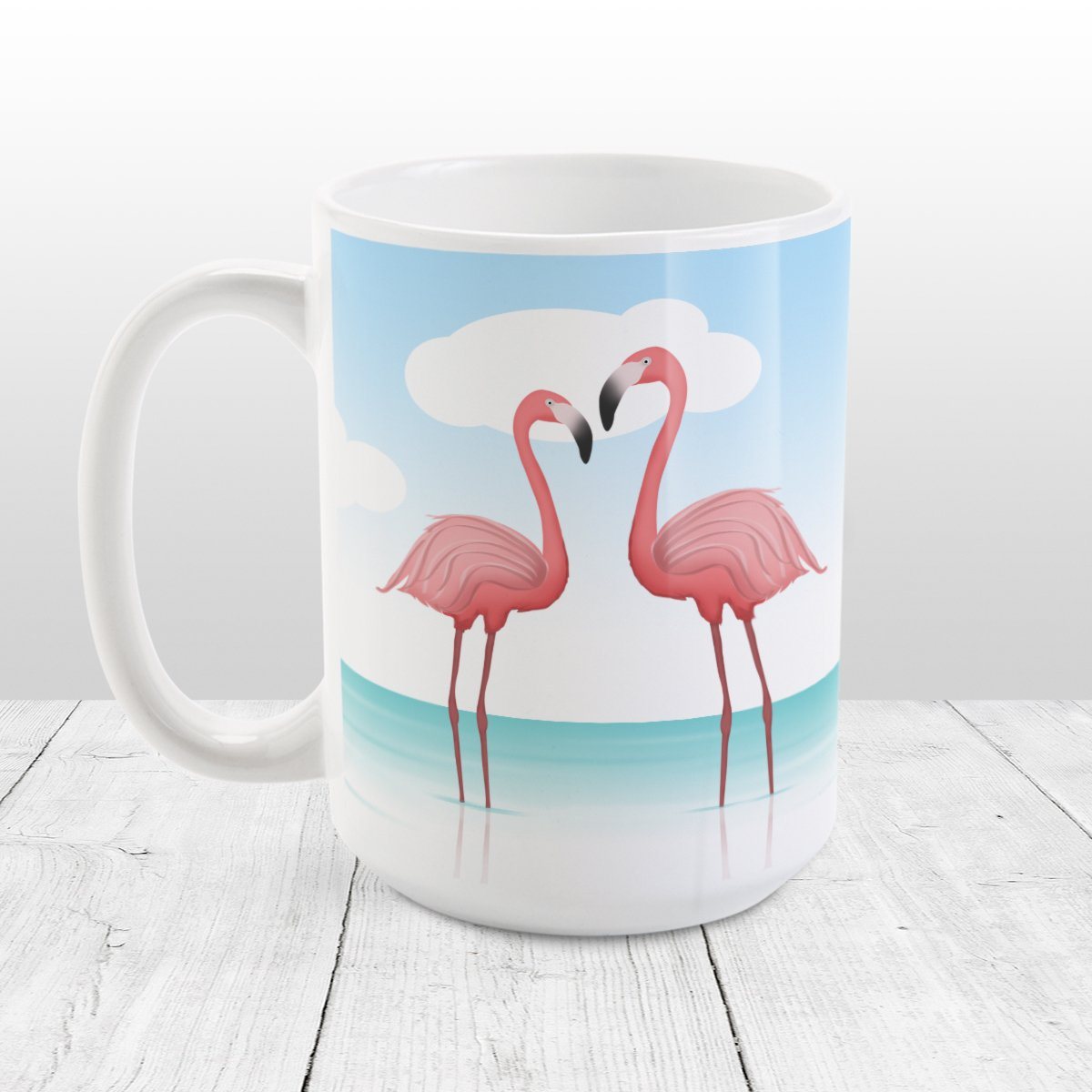 Flamingos in the Water - Flamingo Mug at Amy's Coffee Mugs