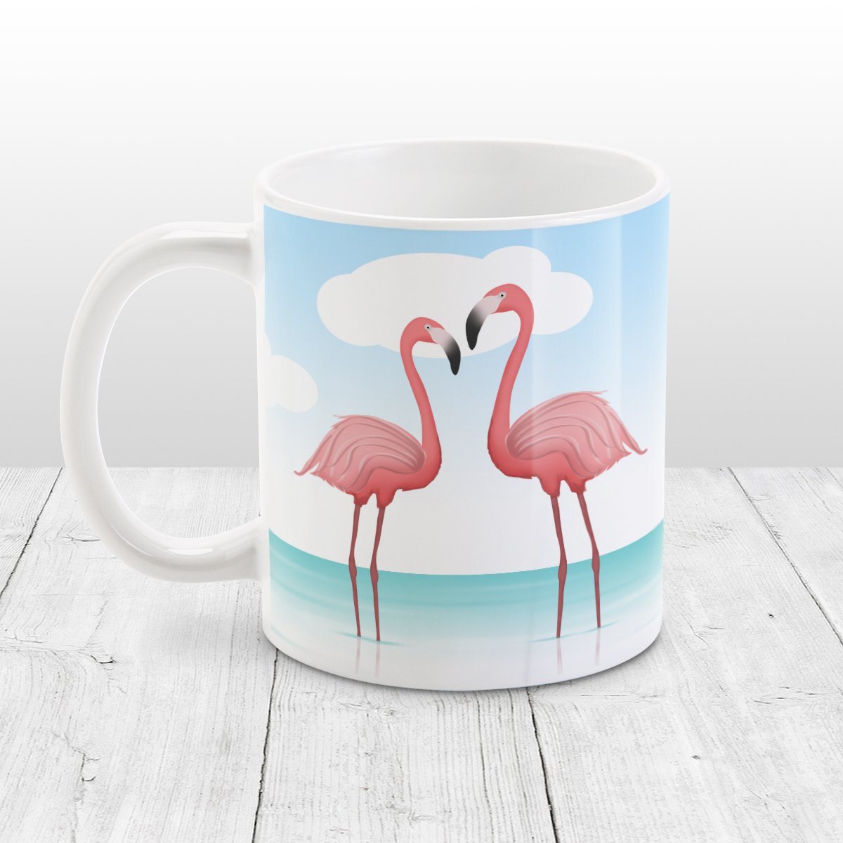 Flamingos in the Water - Flamingo Mug at Amy's Coffee Mugs