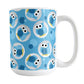 Funny Cute Blue Owl Pattern Mug (15oz) at Amy's Coffee Mugs