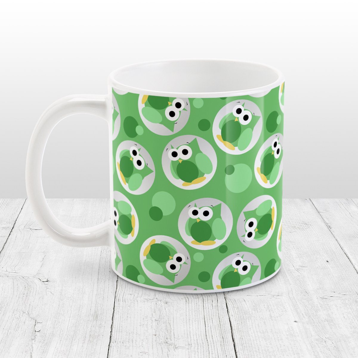 Funny Cute Green Owl Pattern Travel Mug – Amy's Coffee Mugs