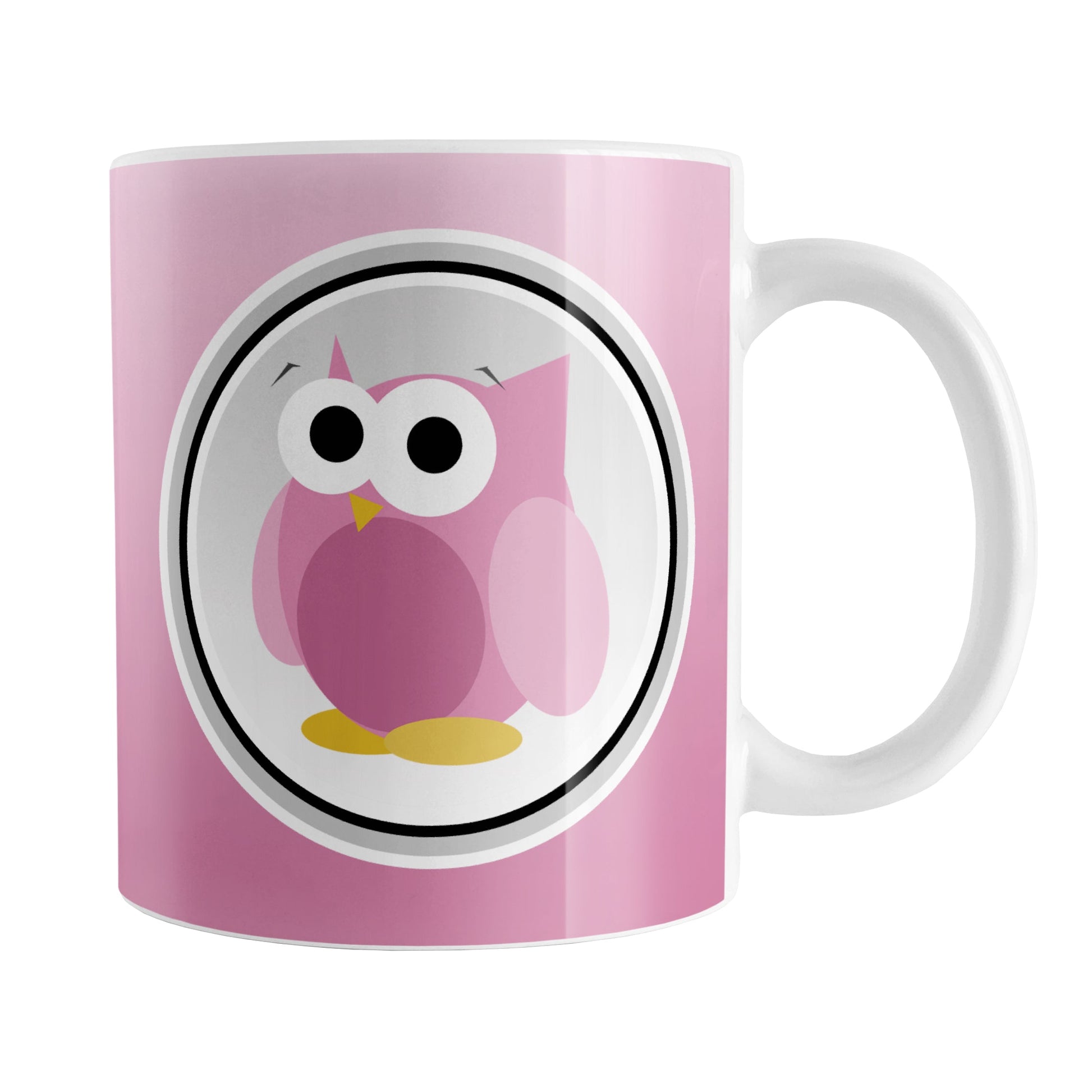 Funny Cute Pink Owl Mug (11oz) at Amy's Coffee Mugs