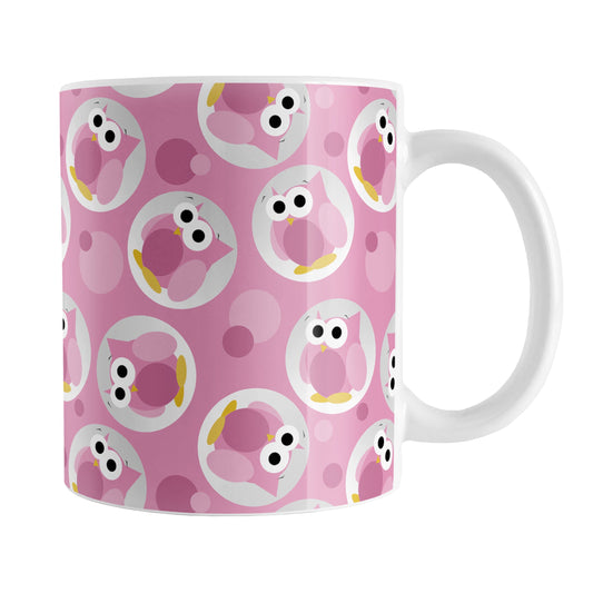 Funny Cute Pink Owl Pattern Mug (11oz) at Amy's Coffee Mugs