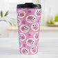 Funny Cute Pink Owl Pattern Travel Mug (15oz, stainless steel insulated) at Amy's Coffee Mugs