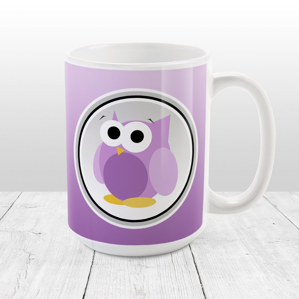 Funny Cute Purple Owl Mug at Amy's Coffee Mugs