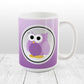 Funny Cute Purple Owl Mug at Amy's Coffee Mugs