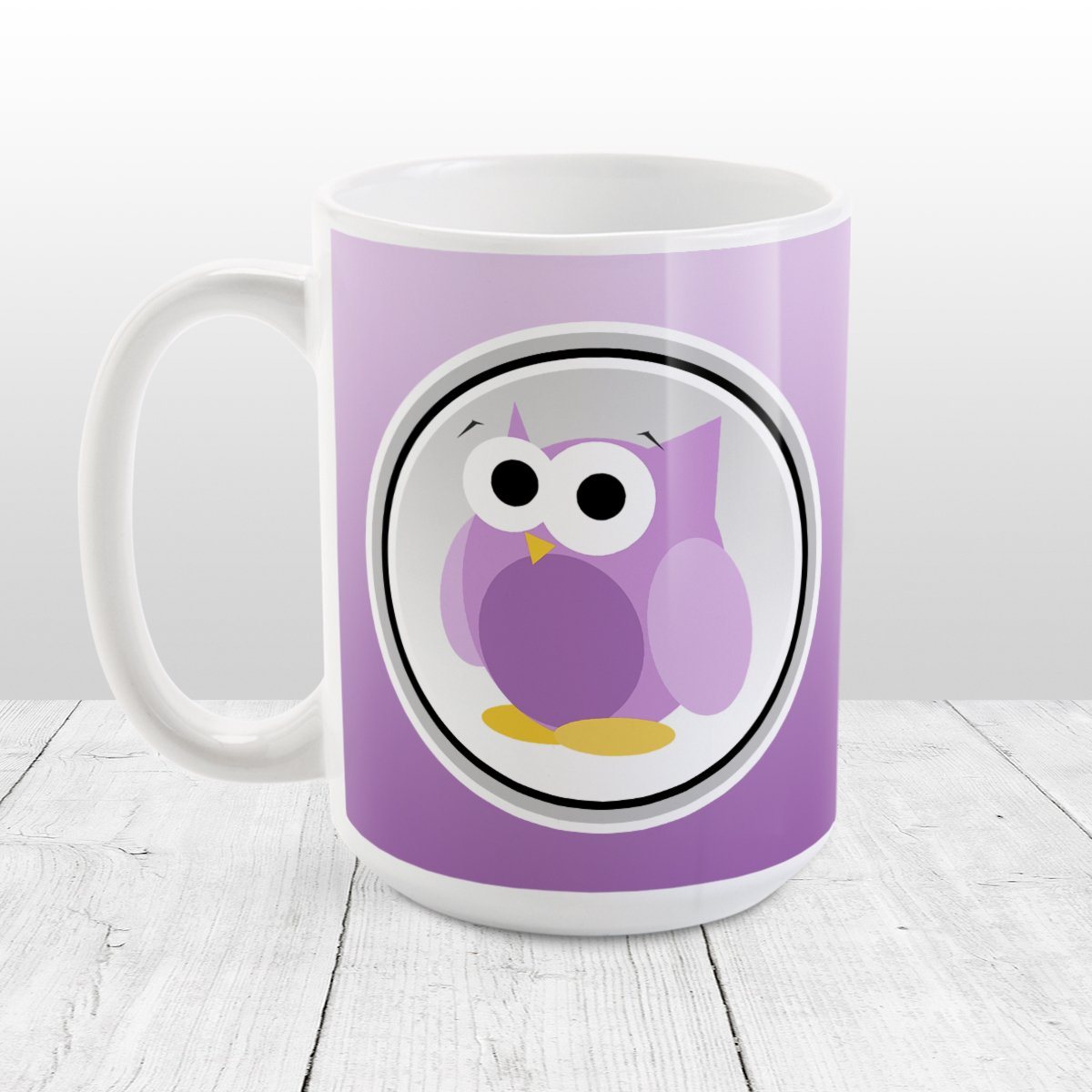 Funny Cute Purple Owl Mug at Amy's Coffee Mugs