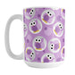 Funny Cute Purple Owl Pattern Mug (15oz) at Amy's Coffee Mugs