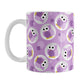 Funny Cute Purple Owl Pattern Mug (11oz) at Amy's Coffee Mugs