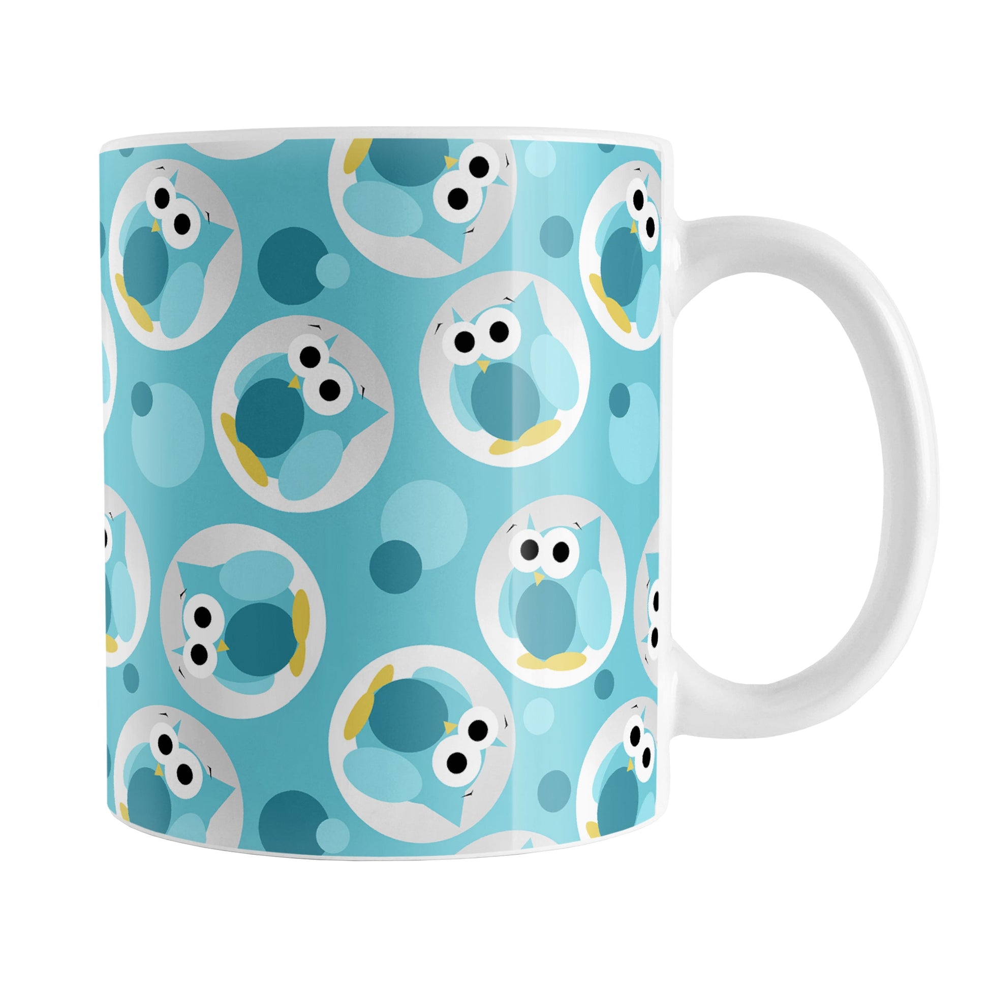 Funny Cute Turquoise Owl Pattern Mug (11oz) at Amy's Coffee Mugs