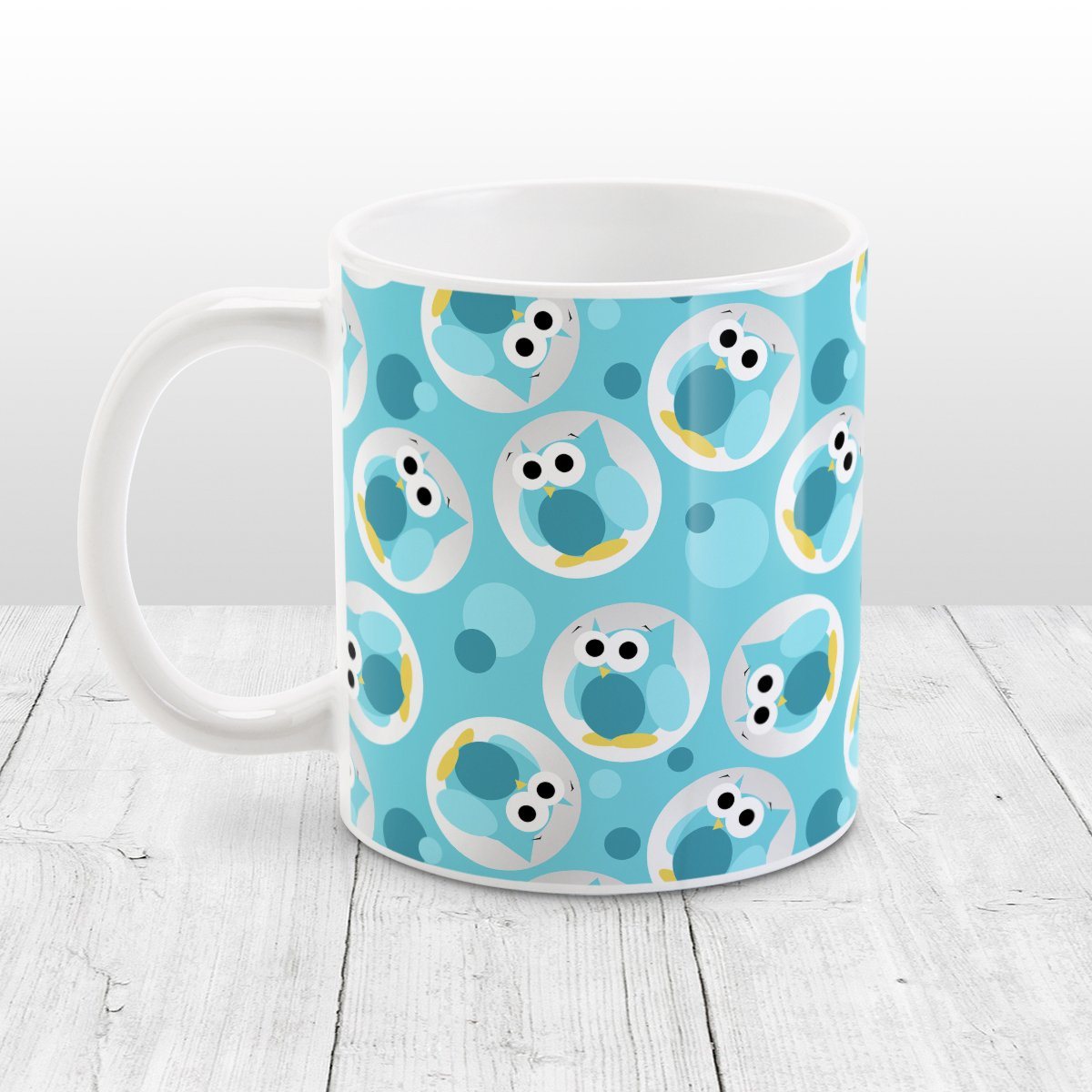 Funny Cute Turquoise Owl Pattern - Turquoise Owl Mug at Amy's Coffee Mugs