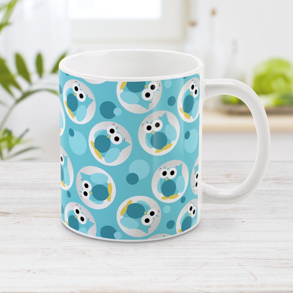 Funny Cute Turquoise Owl Pattern - Turquoise Owl Mug at Amy's Coffee Mugs