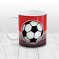 Gray Gradient Lined Red Soccer Ball Mug at Amy's Coffee Mugs