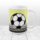 Gray Gradient Lined Yellow Soccer Ball Mug at Amy's Coffee Mugs
