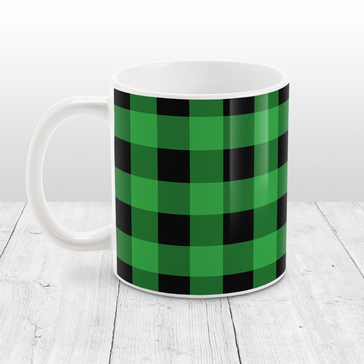 Green and Black Buffalo Plaid Mug at Amy's Coffee Mugs