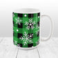 Green and Black Buffalo Plaid Snowflake Mug (15oz) at Amy's Coffee Mugs