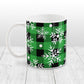 Green and Black Buffalo Plaid Snowflake Mug (11oz) at Amy's Coffee Mugs