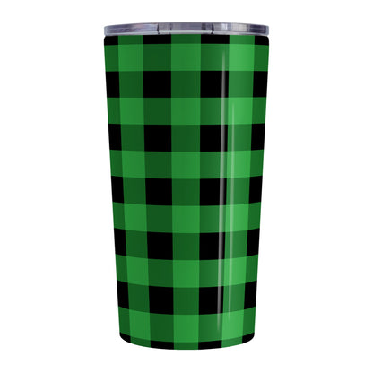 Green and Black Buffalo Plaid Tumbler Cup (20oz, stainless steel insulated) at Amy's Coffee Mugs