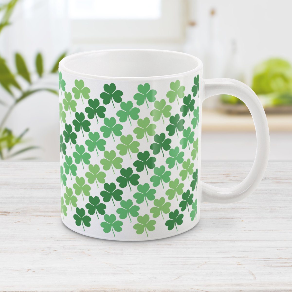 Green Clovers Mug at Amy's Coffee Mugs
