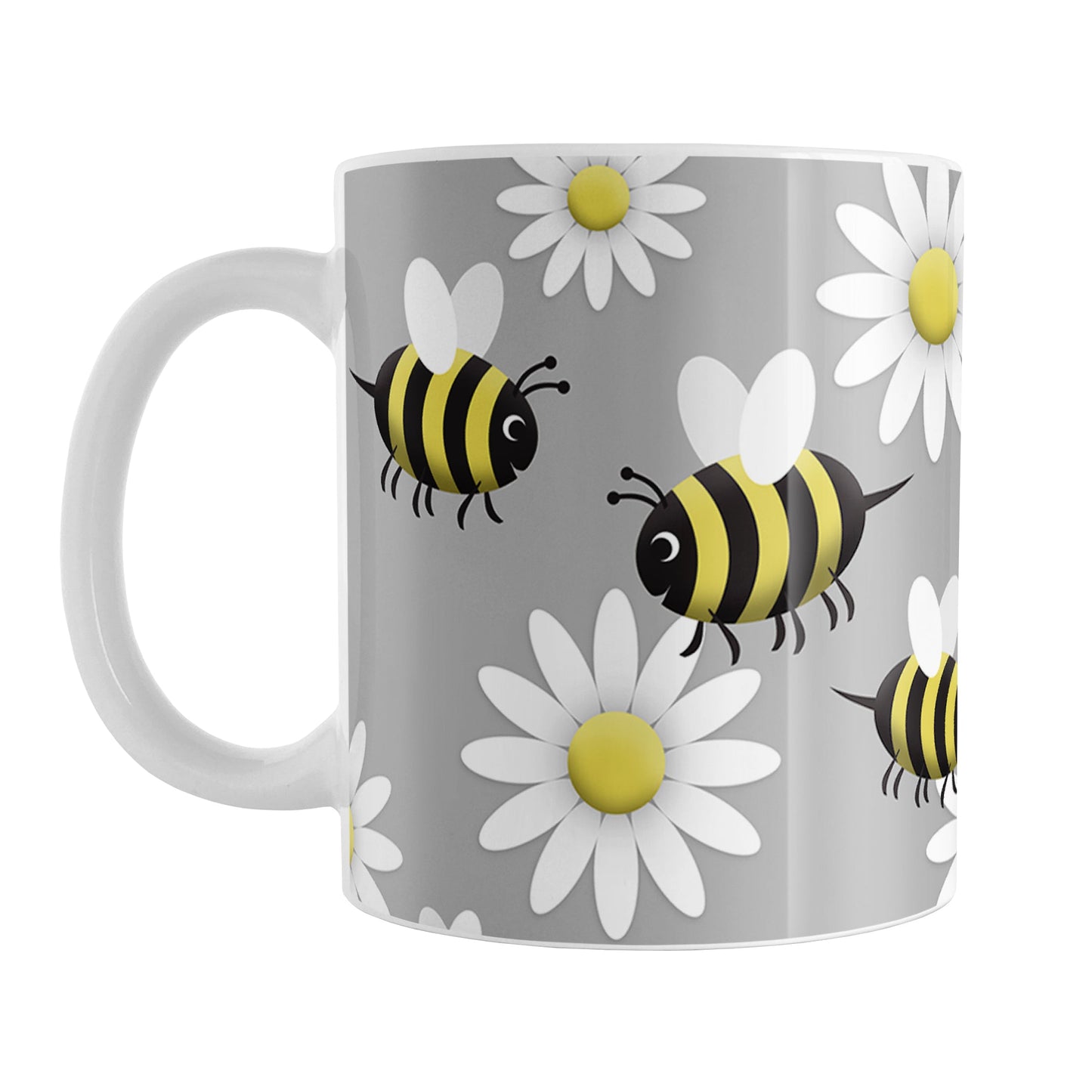 Happy Bee and Daisy Pattern Mug (11oz) at Amy's Coffee Mugs