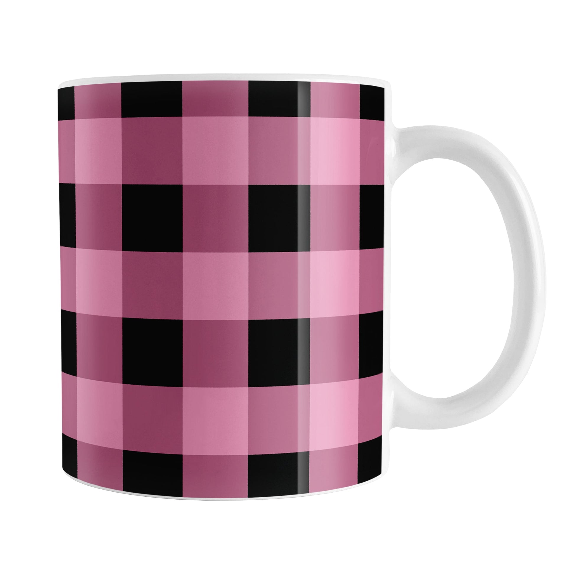 Light Pink and Black Buffalo Plaid Mug (11oz) at Amy's Coffee Mugs