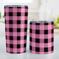 Light Pink and Black Buffalo Plaid Tumbler Cup (20oz and 10oz, stainless steel insulated) at Amy's Coffee Mugs