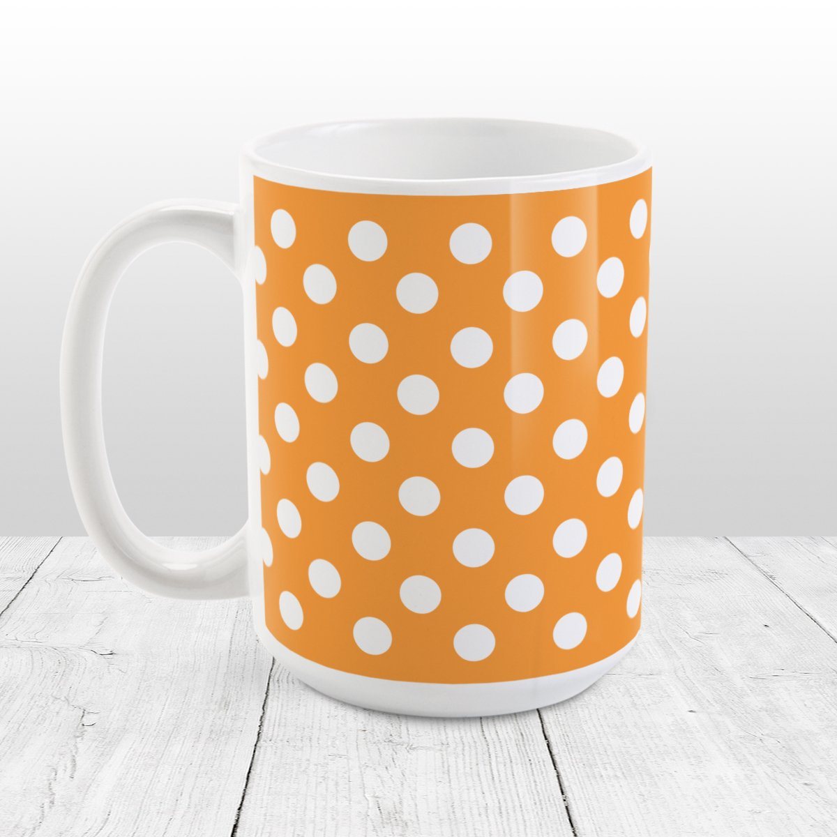 Orange Polka Dot Pattern Mug at Amy's Coffee Mugs