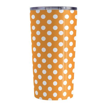 Orange Polka Dot Tumbler Cup (20oz, stainless steel insulated) at Amy's Coffee Mugs