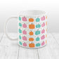 Orange Teal Pink Pumpkin Pattern Mug at Amy's Coffee Mugs