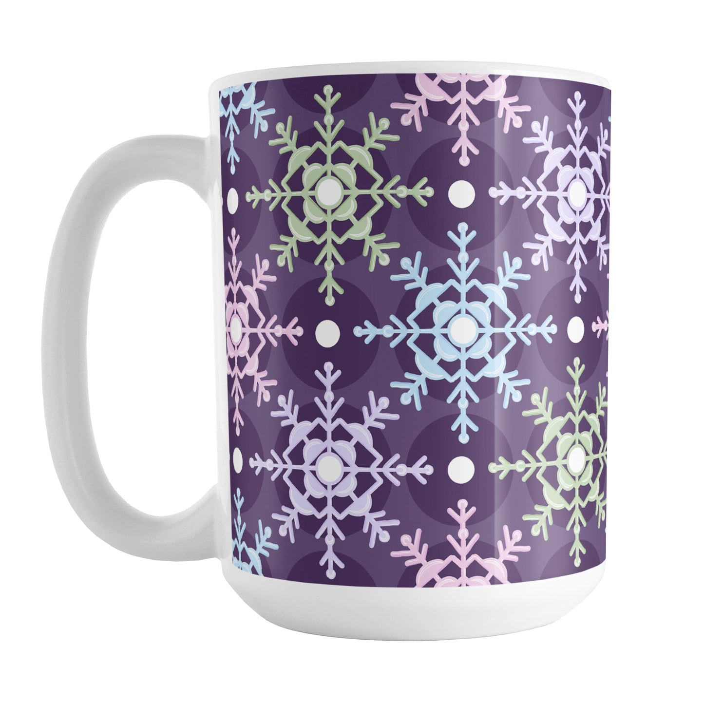 Pastel Winter Argyle Snowflake Pattern Mug (15oz) at Amy's Coffee Mugs