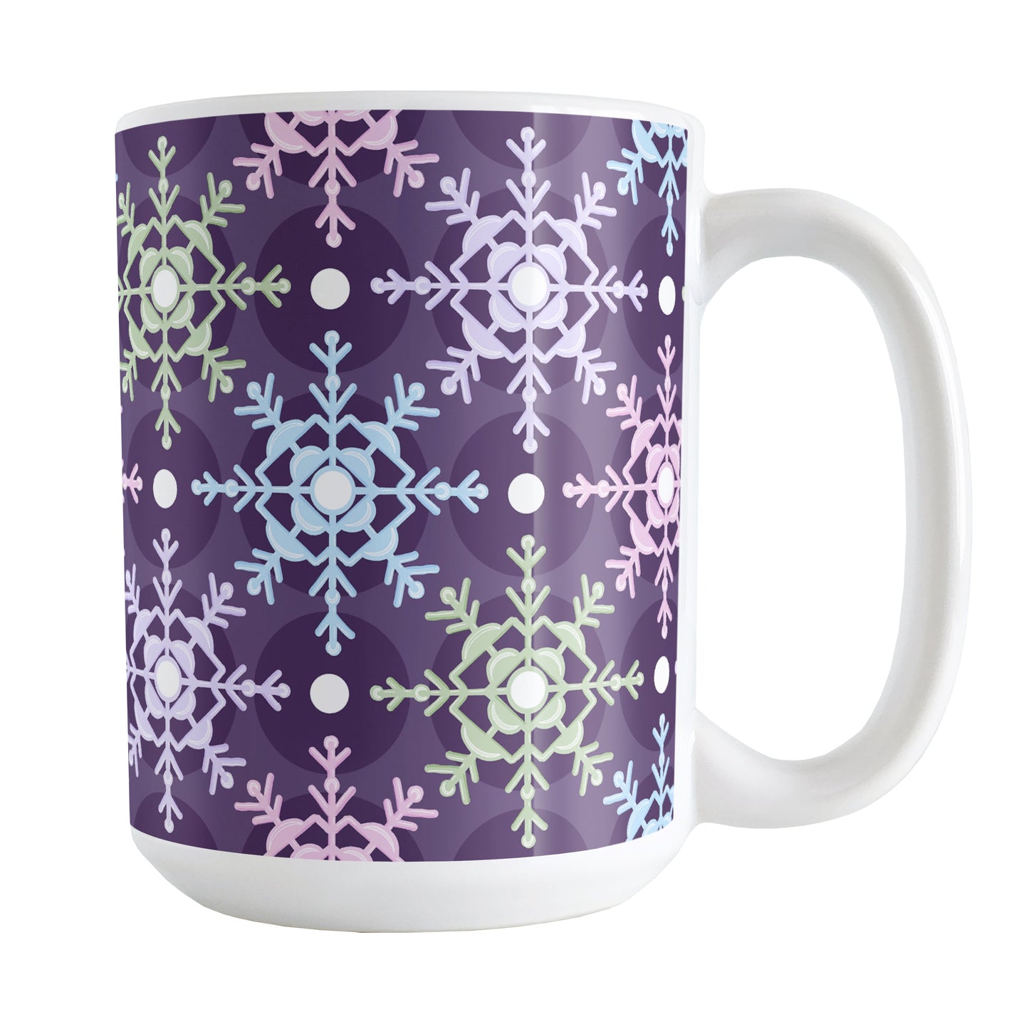 Pastel Winter Argyle Snowflake Pattern Mug (15oz) at Amy's Coffee Mugs