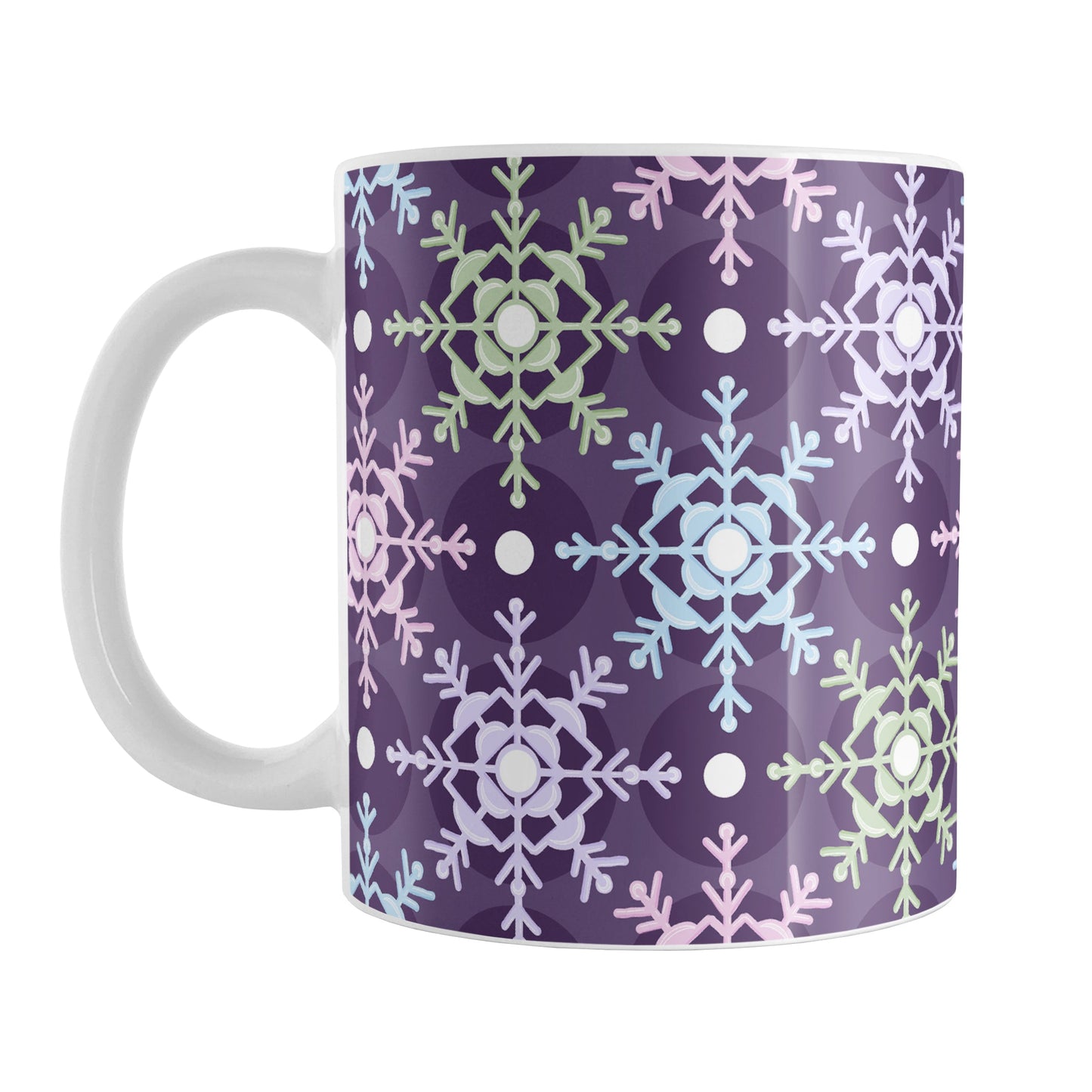 Pastel Winter Argyle Snowflake Pattern Mug (11oz) at Amy's Coffee Mugs